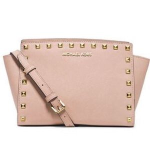 Michael Kors | Selma Petite Studded Saffiano Leather Messenger